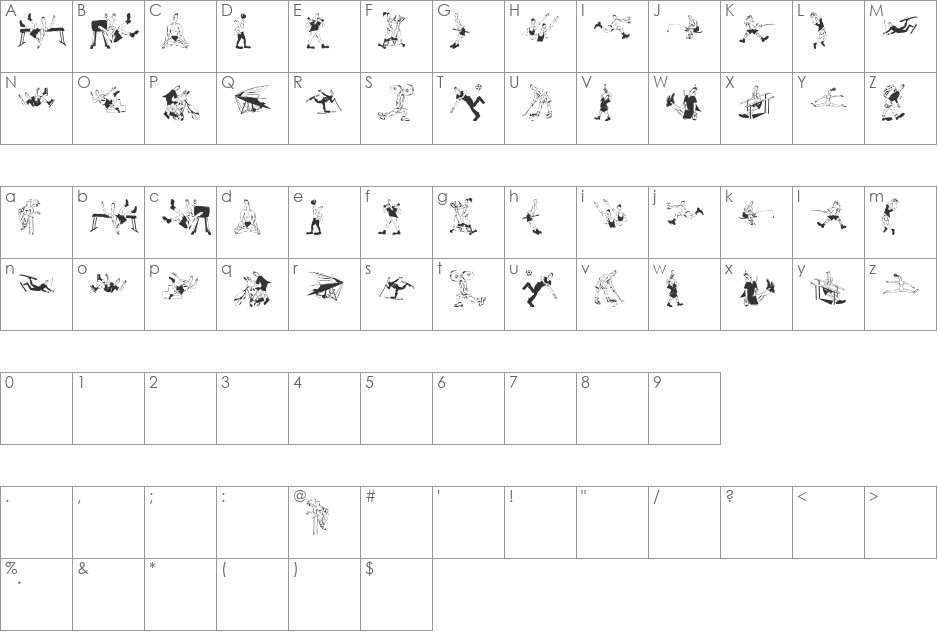 AthletenEins font character map preview