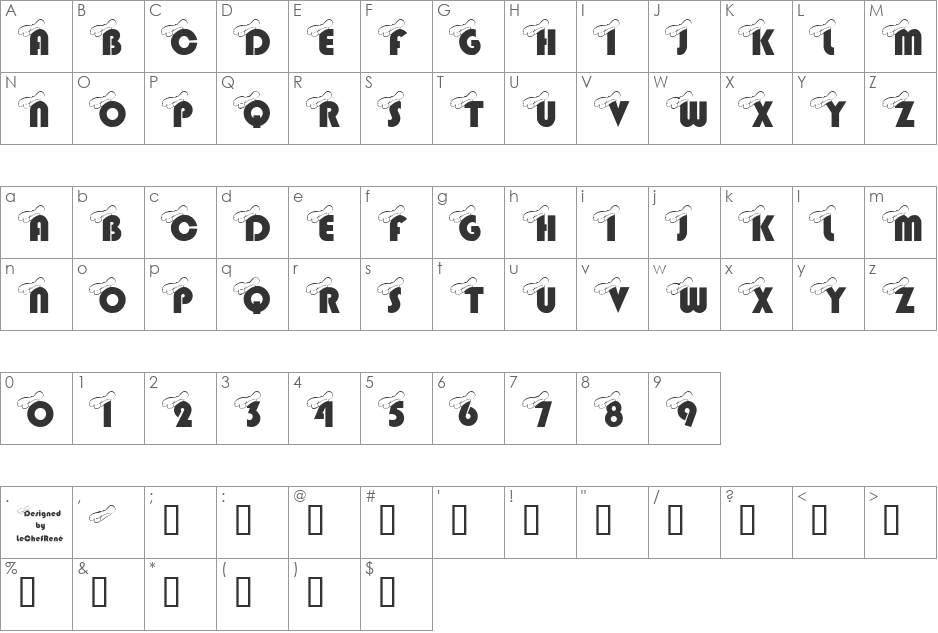LCR LeChef font character map preview
