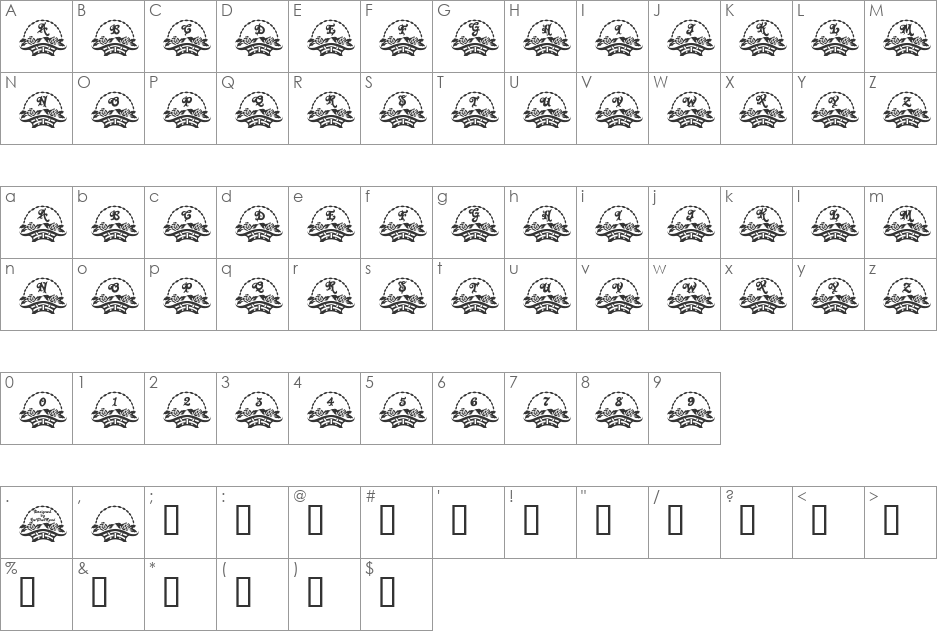 LCR Mom's Rose Basket font character map preview