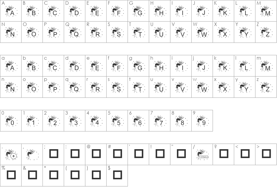 LCR Olympic Pride font character map preview