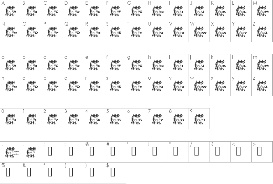 LCR United We Stand font character map preview