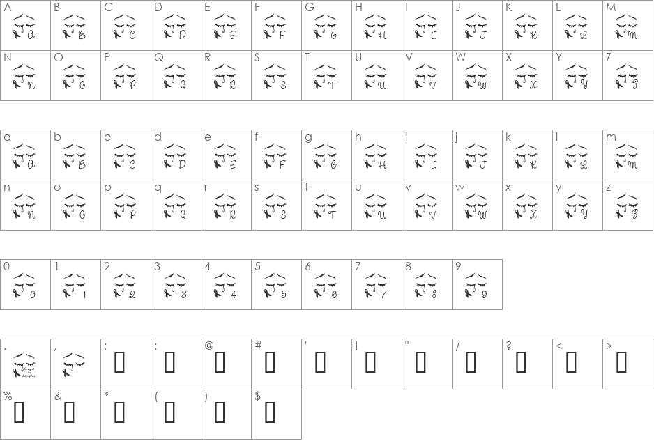 LCR We Remember LSF font character map preview