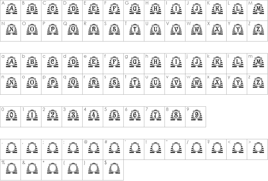 LD Beehive font character map preview