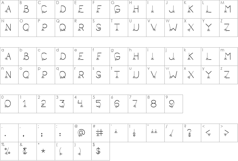 LD Broom font character map preview