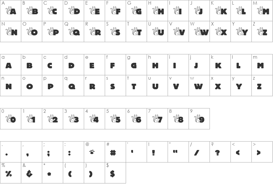 LD Cats font character map preview