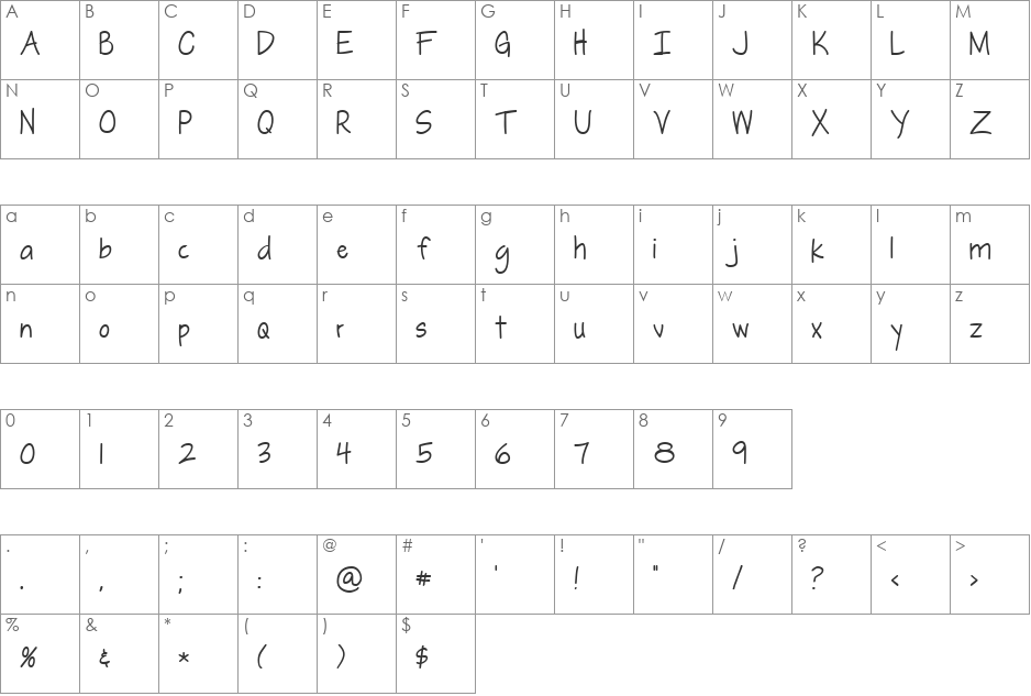 LD Fine Print 9 font character map preview