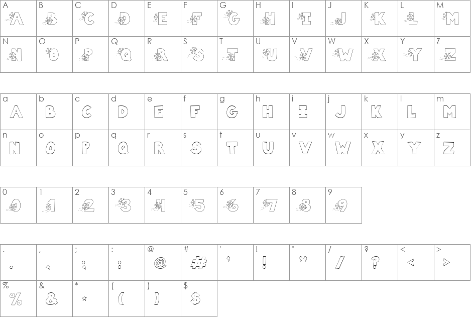 LD Flurry font character map preview
