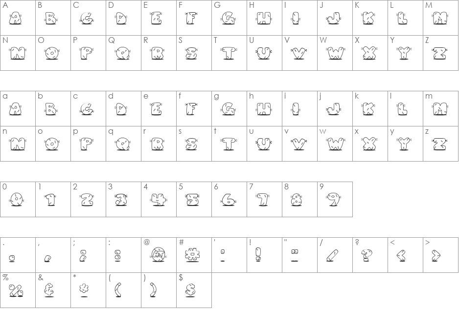 LD Frankenstein font character map preview