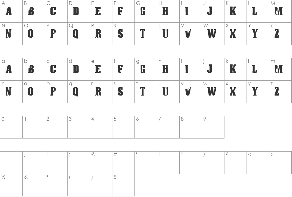 AthleticTown v0.1 font character map preview