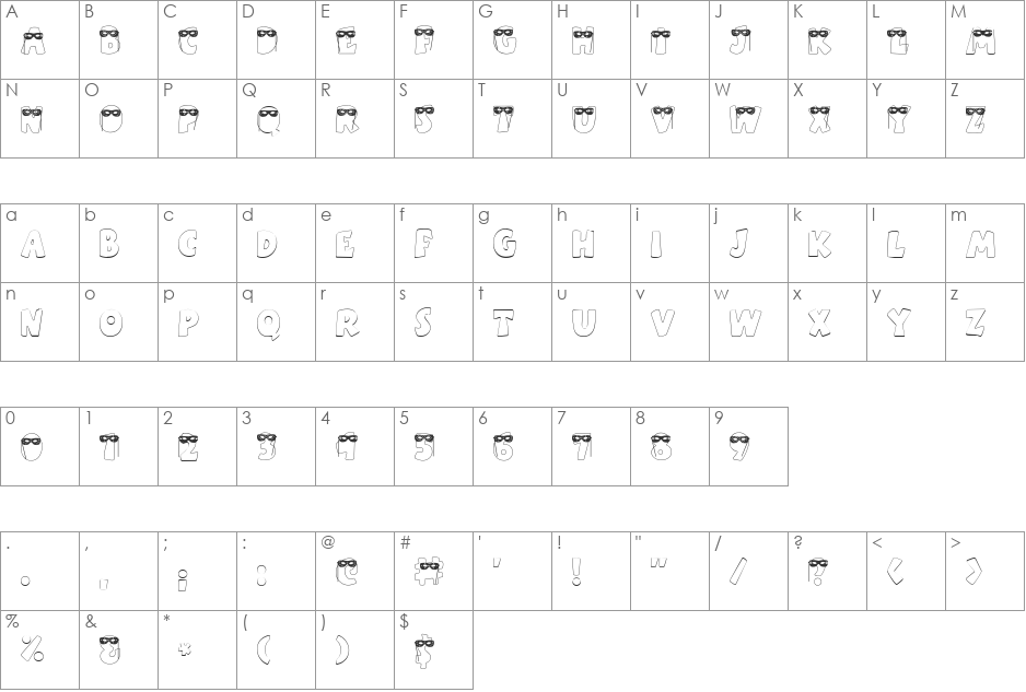 LD Masquerade font character map preview