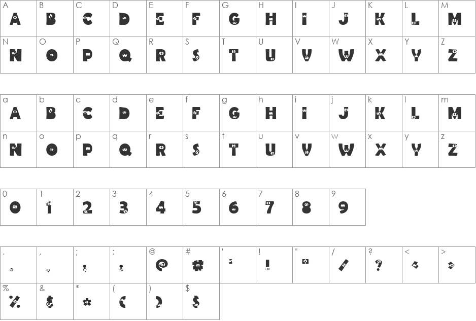 LD Monster font character map preview