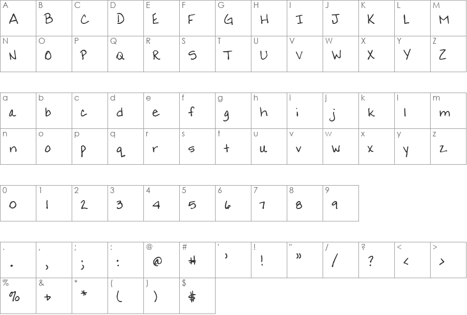 LD Print 20 font character map preview