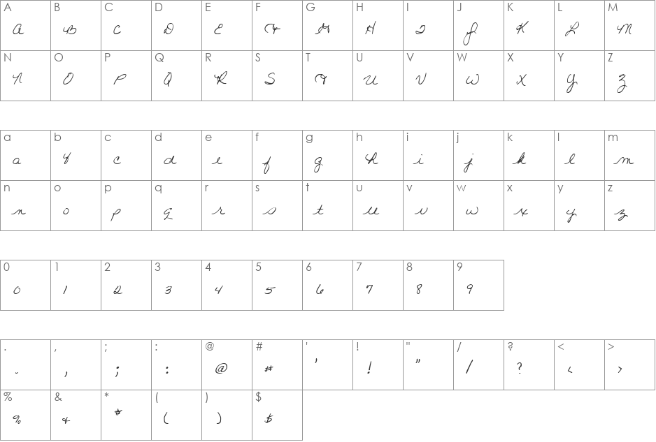 LD Script 1 font character map preview