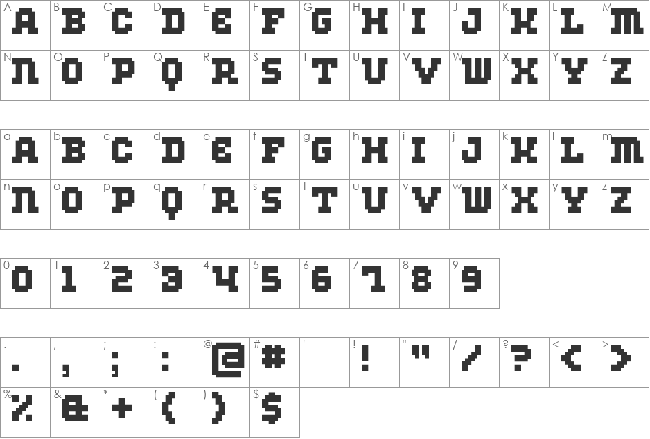 Atkins font character map preview