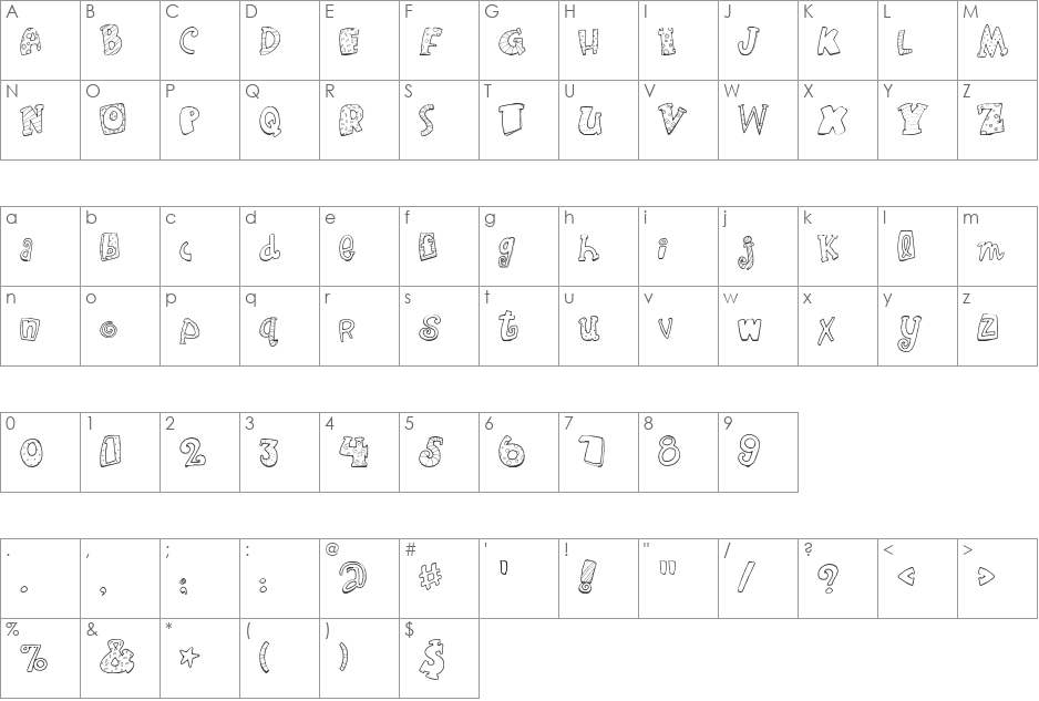 LDJ Jillustration font character map preview