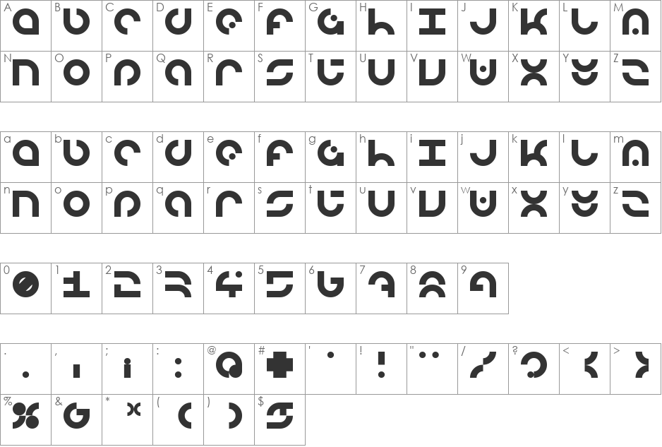 LDR MANUFACTURE font character map preview