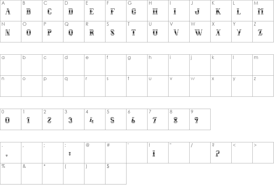 LE BAL DES COCHONS font character map preview