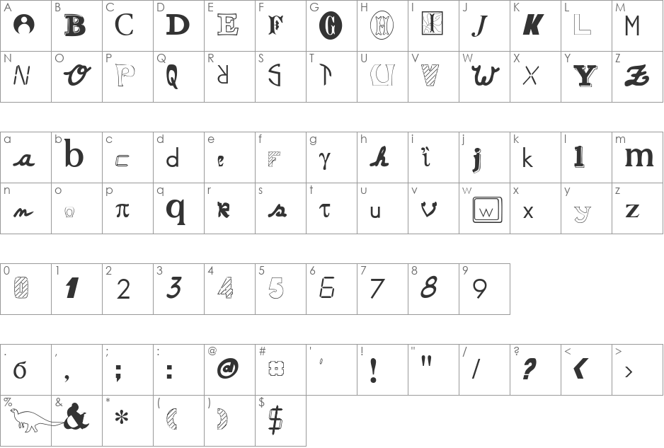 Le BlackMail font character map preview