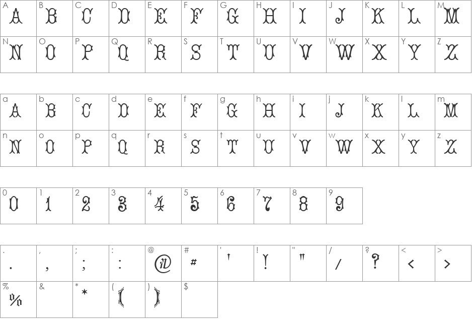 Le Bourget font character map preview