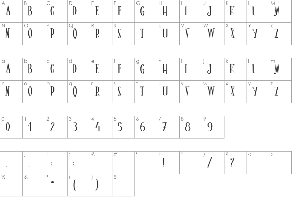 Le Grimoire du Bonheur font character map preview