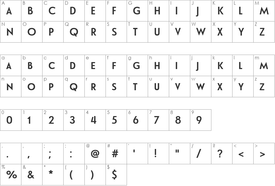Le Havre Layers font character map preview