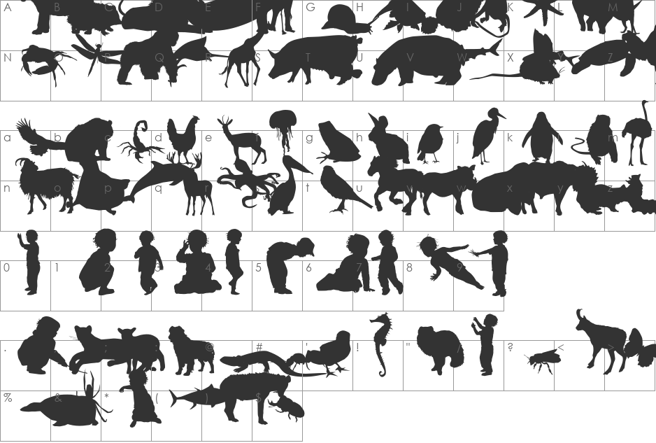 Le monde de Victor font character map preview