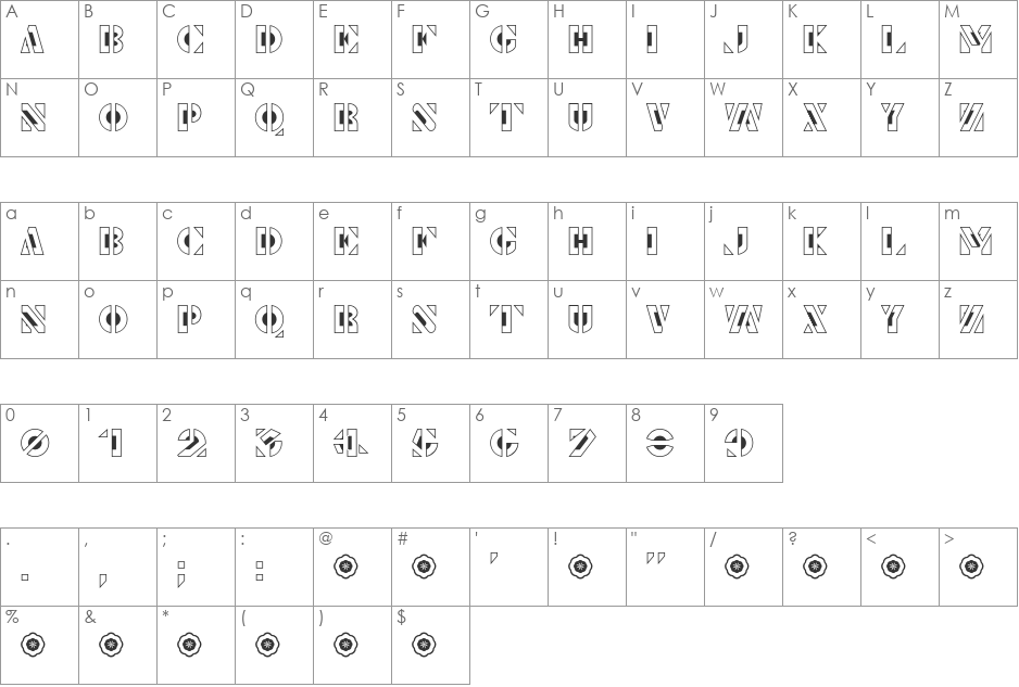 Le Pochoir font character map preview
