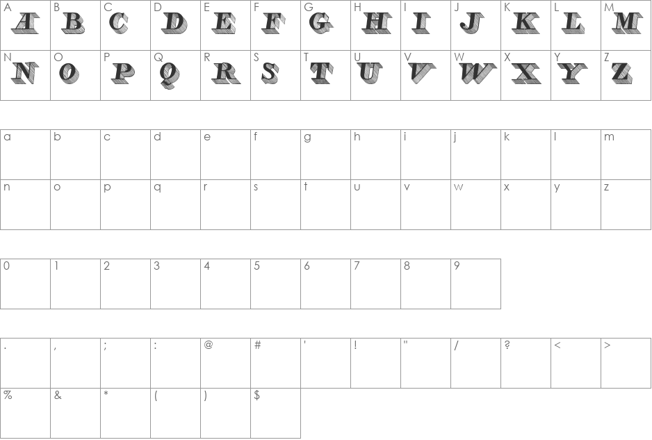 Lead font character map preview