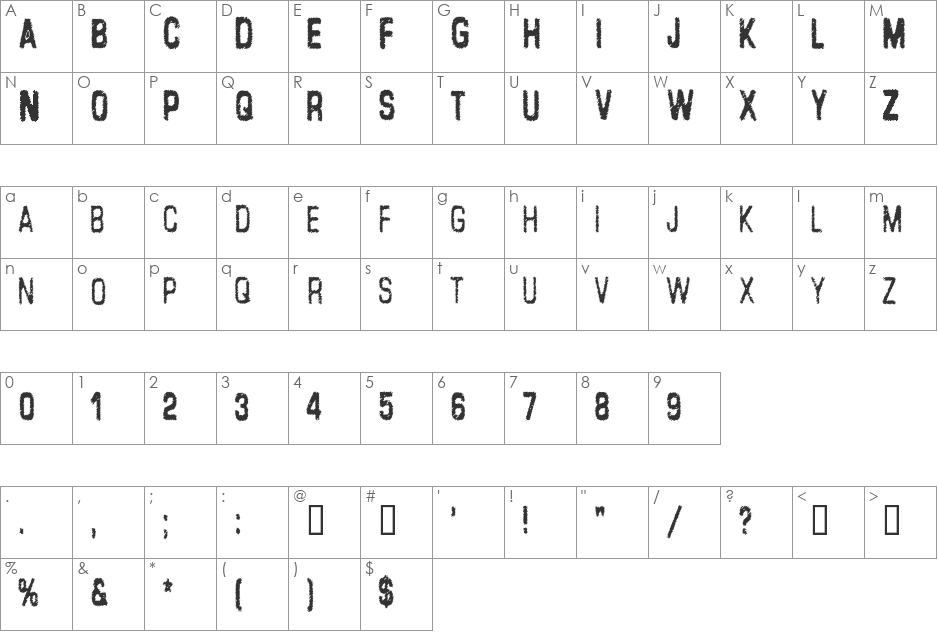 Lead Coat font character map preview
