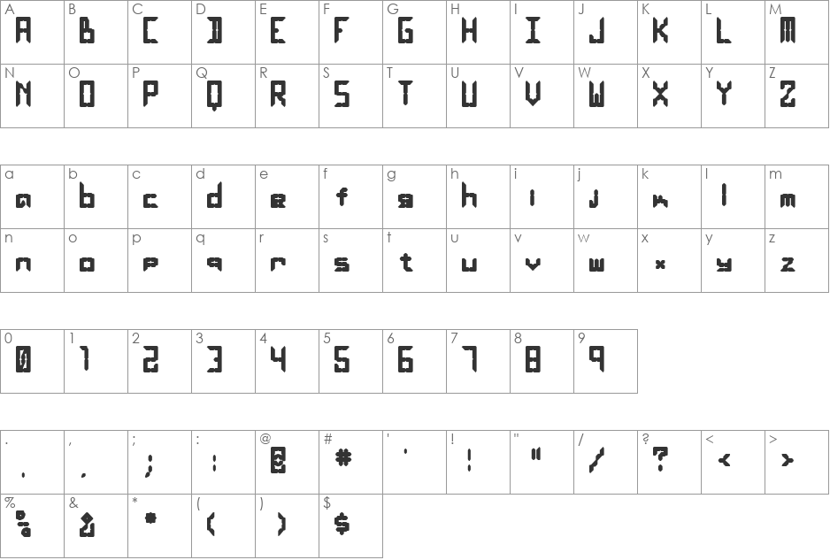 LEaD Lights Bold font character map preview