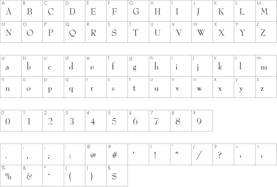 Lead-Normal font character map preview