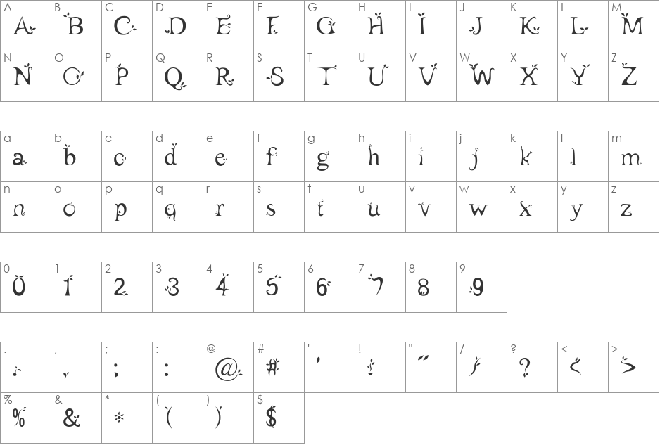 leaf1 font character map preview