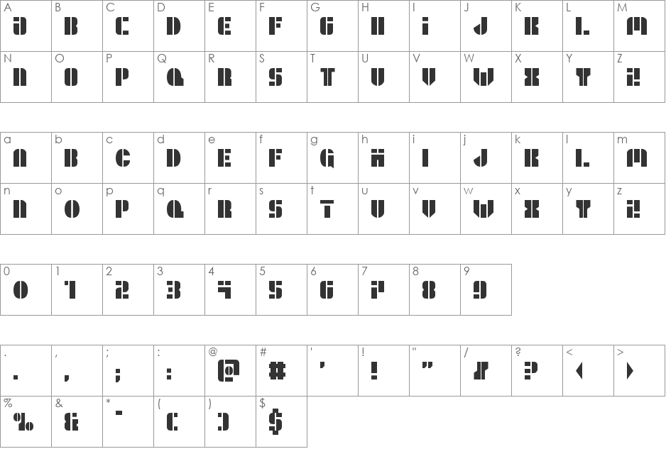 League Wars Condensed font character map preview