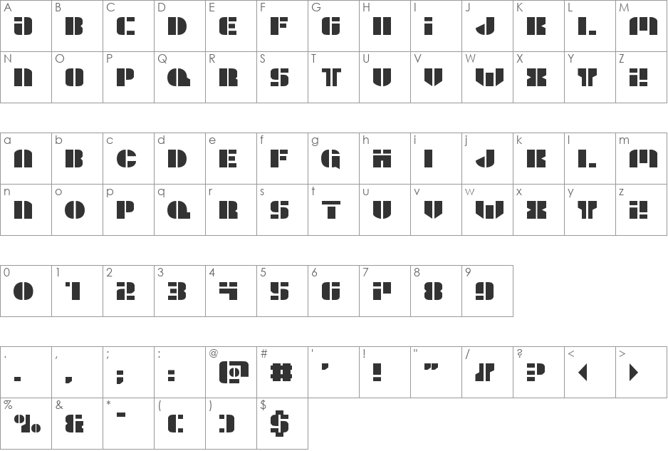 League Wars Expanded font character map preview