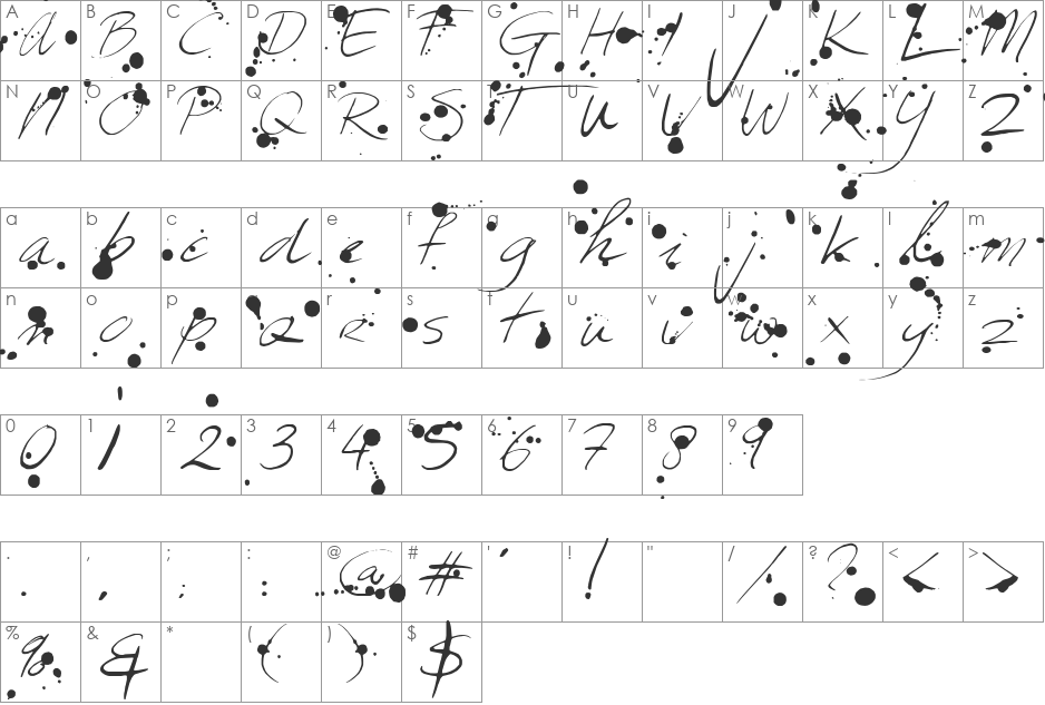 Leakage font character map preview