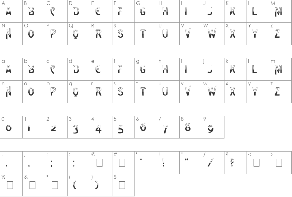 Leakin Display Caps SSi font character map preview
