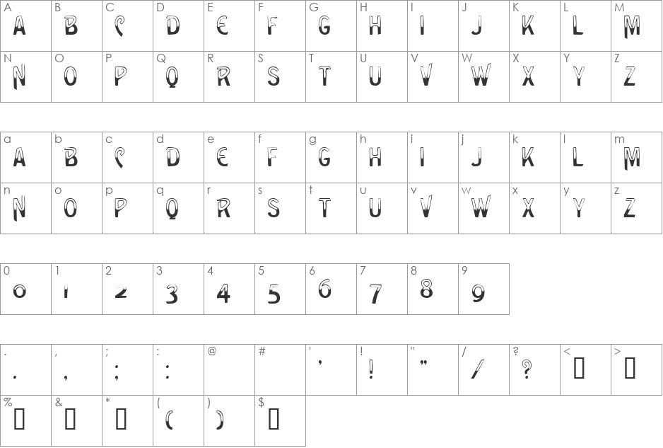 LeakinDisplayCapsSSi font character map preview