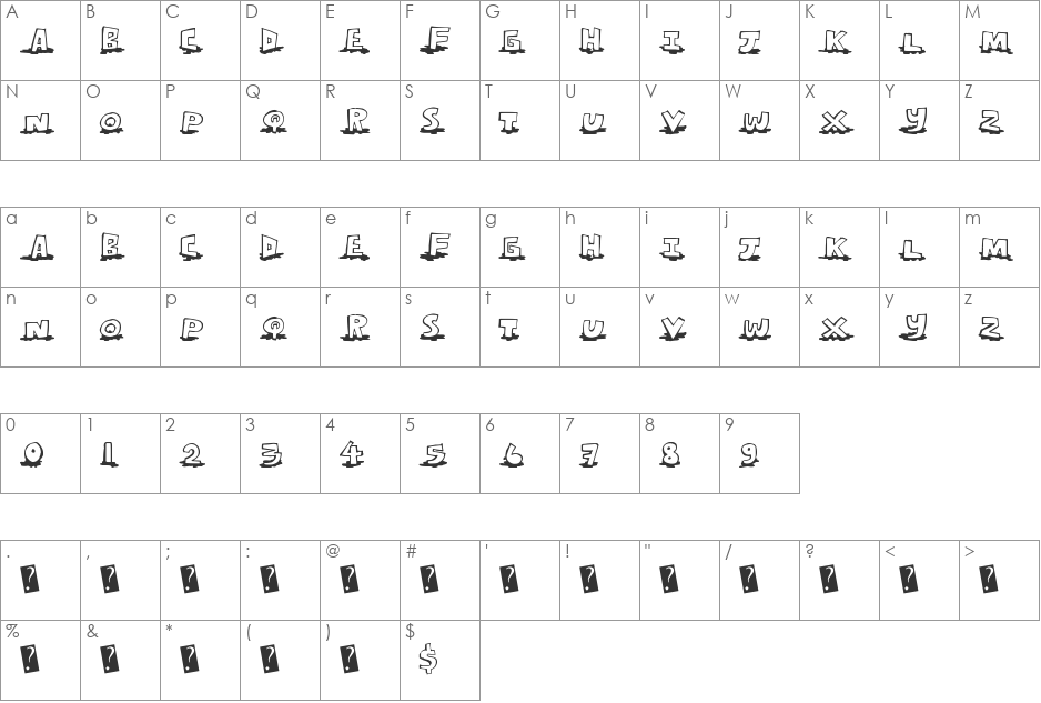 LeakingType font character map preview