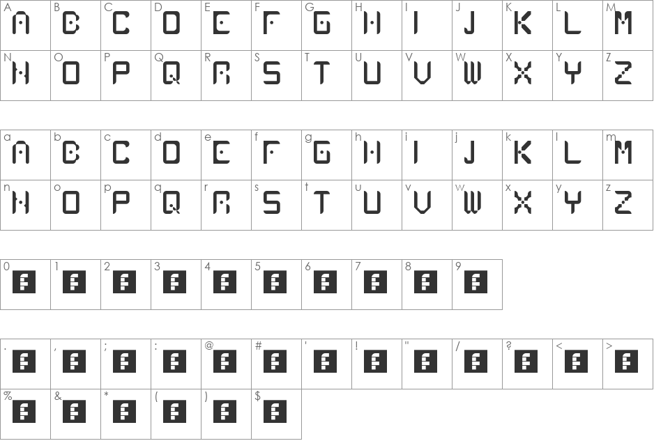 Atlancia font character map preview