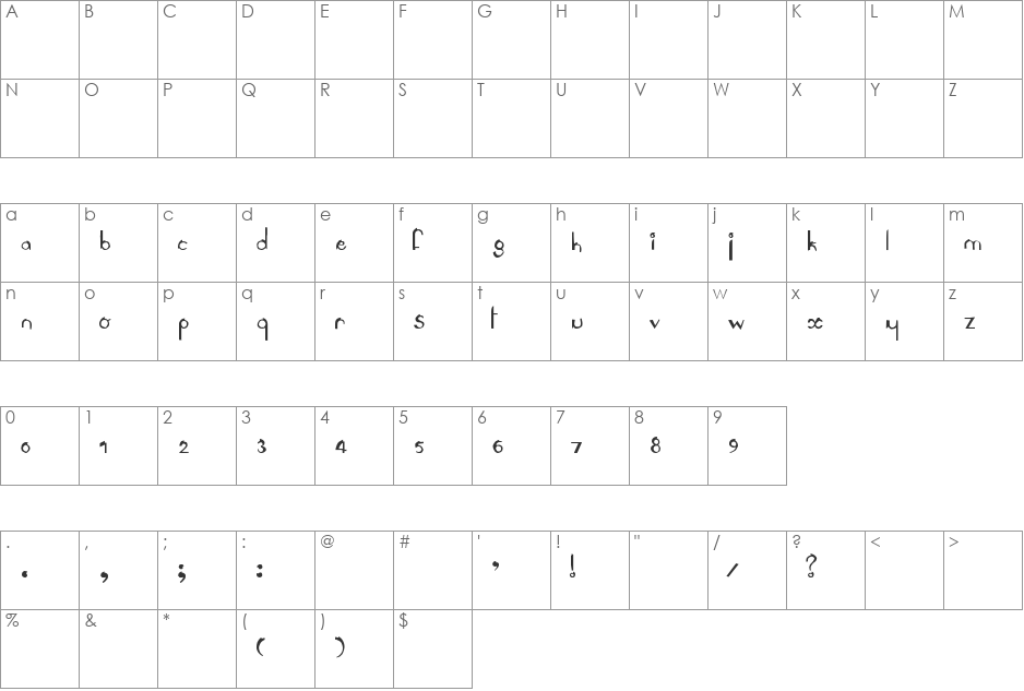 LeAntoine font character map preview
