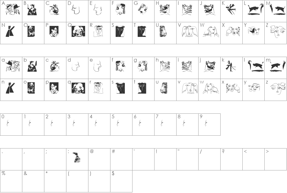 LearnByPablo font character map preview