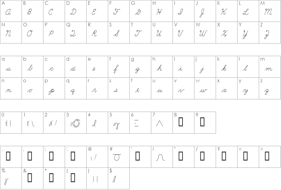 Learning Curve BV font character map preview