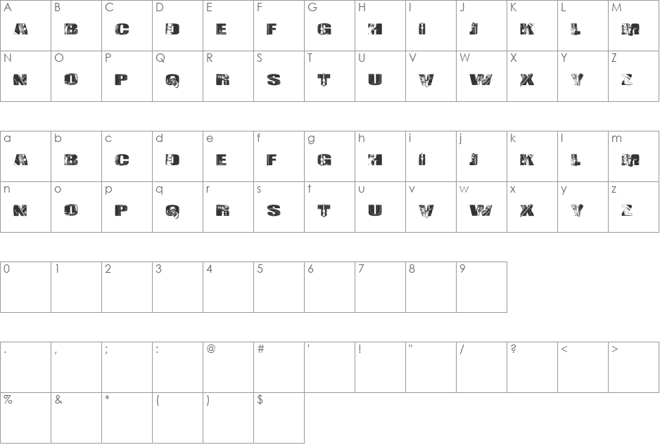 LeatherV2 font character map preview