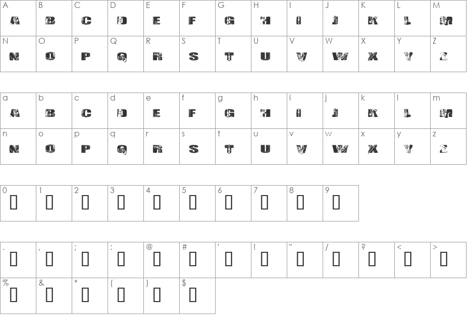 LeatherV2 font character map preview