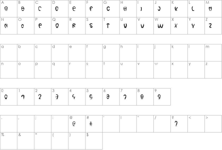 LeBob font character map preview
