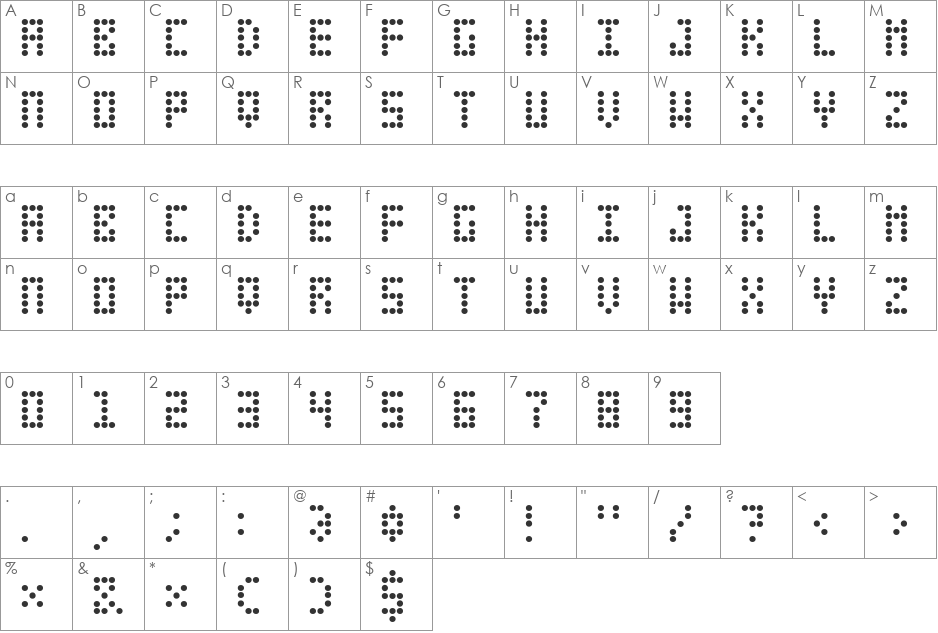 Leciceron font character map preview