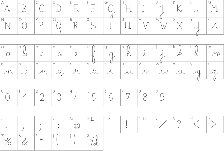 LecteurHeureux font character map preview