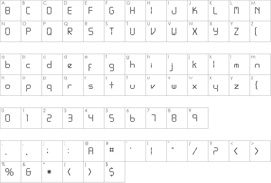 LED font character map preview