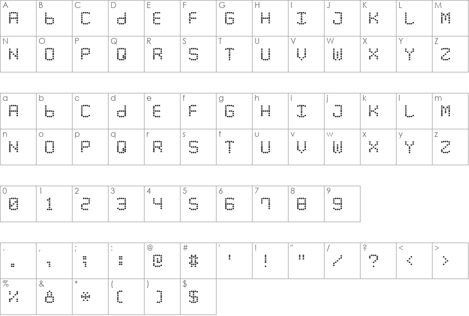 LED Counter Plus 7 font character map preview