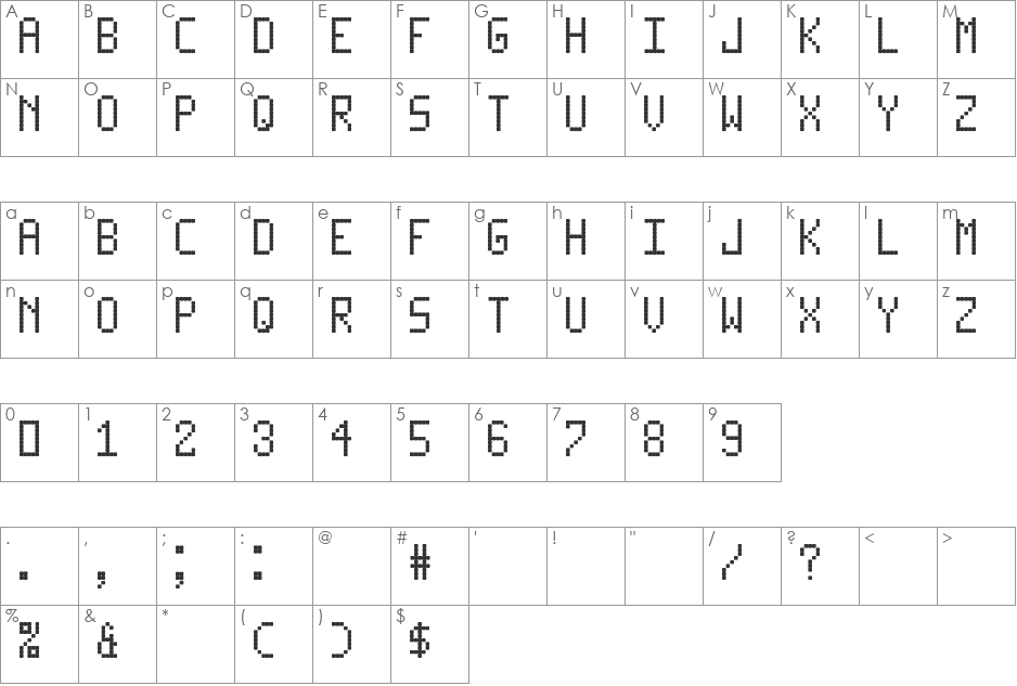 LED LCD 123 font character map preview